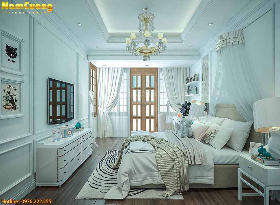 thiết kế nội thất phòng ngủ phong cách tân cổ điển