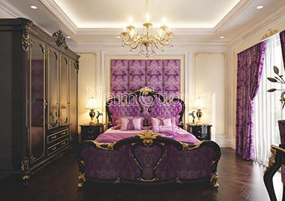 nội thất phòng ngủ màu tím nhạt
