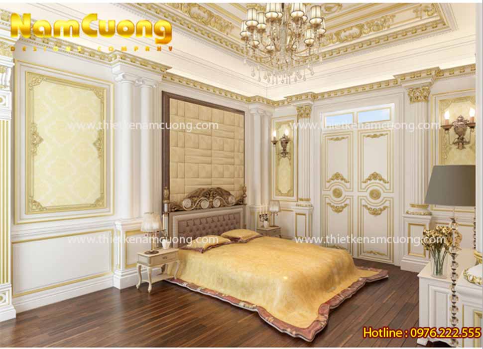 Mẫu nội thất phòng ngủ màu vàng