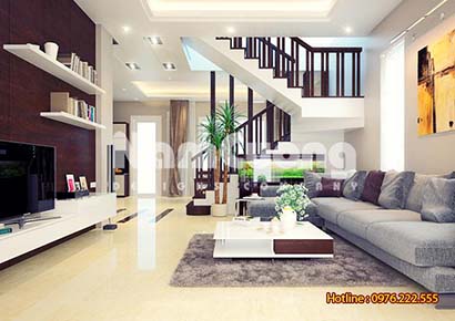 thiết kế nội thất phòng khách hiện đại rộng 20 m2