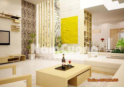 "Mẫu thiết kế nội thất phòng khách kết hợp phòng bếp hiện đại - PKBHD 12 "