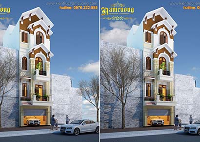 Thiết kế nhà phố 4 tầng tân cổ điển tại Quảng Ninh
