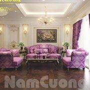 Thiết kế nội thất màu tím biệt thự Pháp