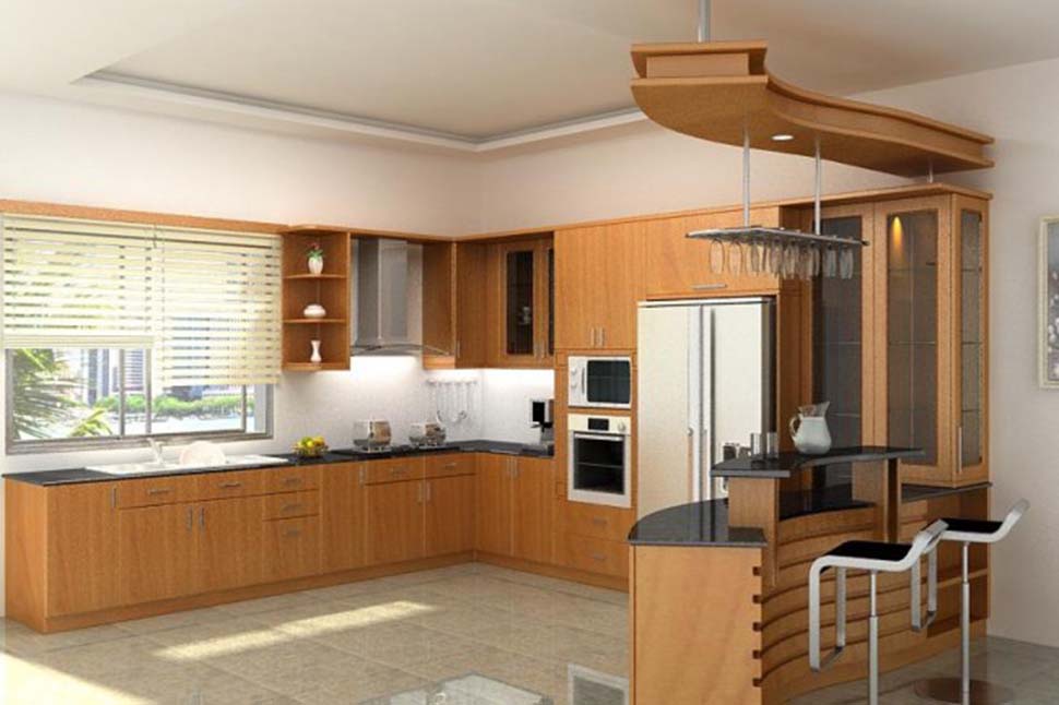 phòng bếp bằng gỗ